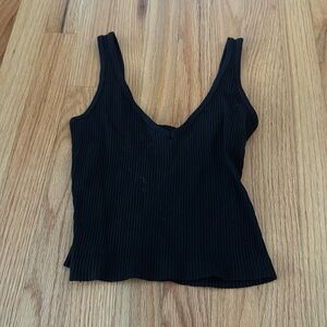 Aura Black Ribbed Tank Top, Size Medium/Large